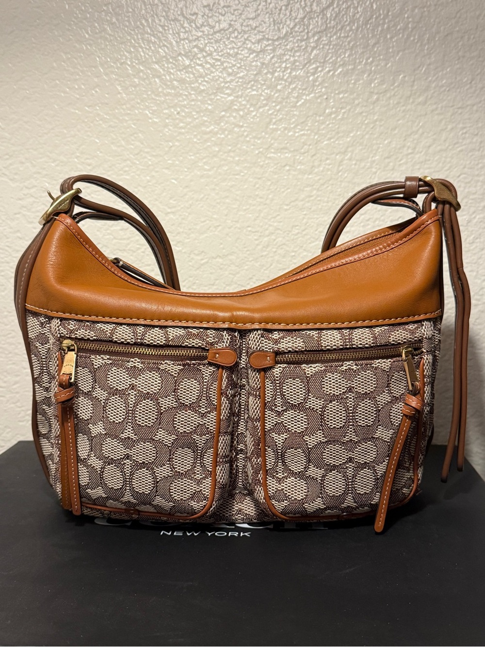 Coach Andie Shoulder Bag - Burnished Amber / Signature Jacquard Cocoa - Brass
